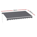 Instahut Retractable Folding Arm Awning Motorised Sunshade 3.5M X 2.5M Grey - Front View