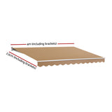 Instahut Retractable Folding Arm Awning Motorised Sunshade 4Mx2.5M Beige - Front View