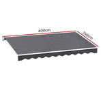 Instahut Retractable Folding Arm Awning Motorised Sunshade 4Mx2.5M Grey, Foldable