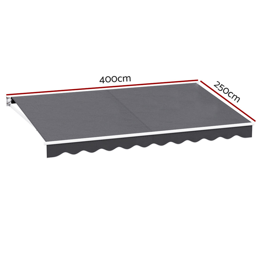Instahut Retractable Folding Arm Awning Motorised Sunshade 4Mx2.5M Grey, Foldable