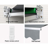 Instahut Retractable Folding Arm Awning Motorised Sunshade 4Mx2.5M Pearl Grey - 45-Degree Angle