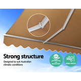 Instahut Retractable Folding Arm Awning Motorised Sunshade 4Mx3M Beige - Side View