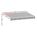 Instahut Retractable Folding Arm Awning Motorised Sunshade 4Mx3M Grey White, Foldable