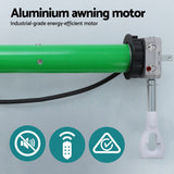 Instahut Retractable Folding Arm Awning Motorised Sunshade 4Mx3M Grey White - Top-Down View