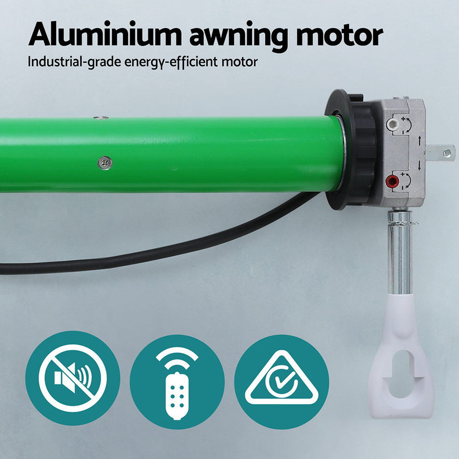 Instahut Retractable Folding Arm Awning Motorised Sunshade 4Mx3M Grey White, image 4