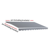 Instahut Retractable Folding Arm Awning Motorised Sunshade 4Mx3M Pearl Grey - Front View