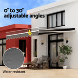 Instahut Retractable Folding Arm Awning Motorised Sunshade 4.5Mx2.5M Grey - 45-Degree Angle