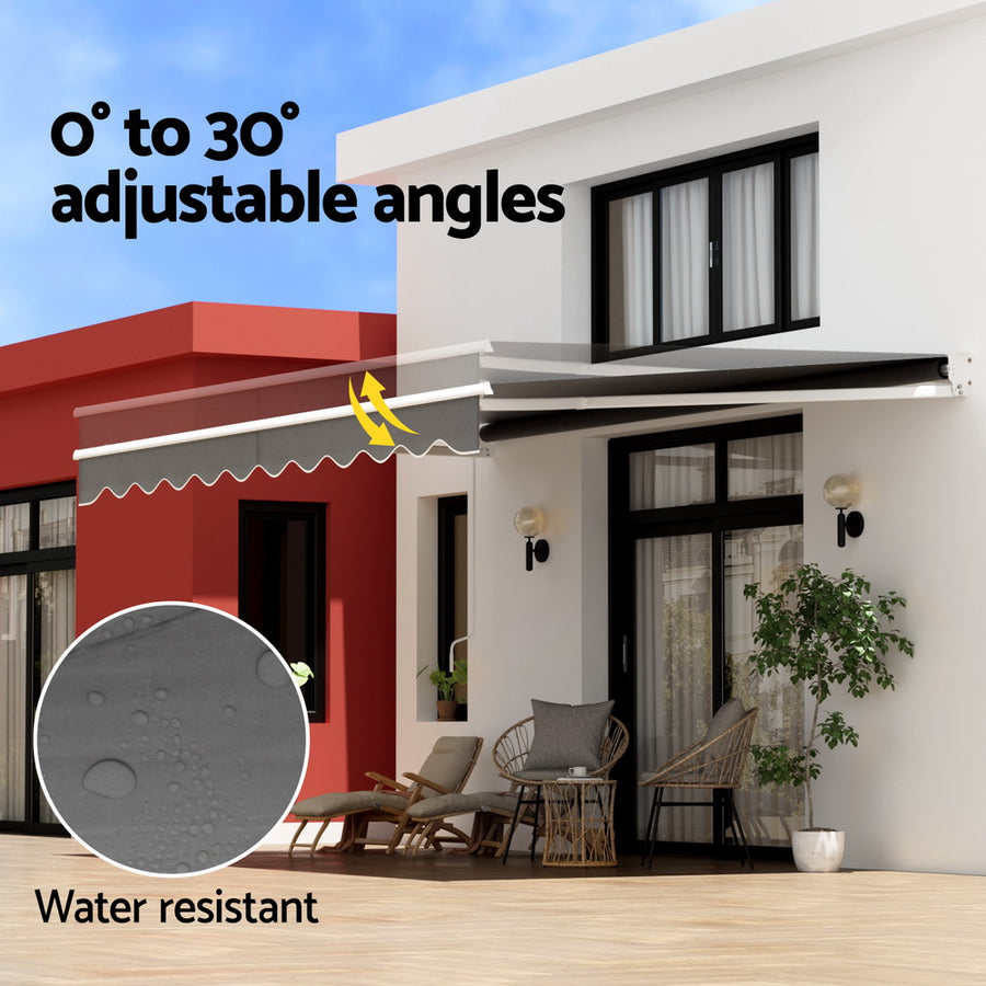 Instahut Retractable Folding Arm Awning Motorised Sunshade 4.5Mx2.5M Grey, image 5