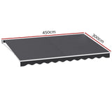 Instahut Retractable Folding Arm Awning Motorised Sunshade 4.5Mx3M Grey - Front View