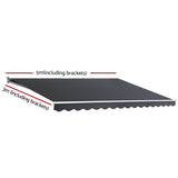 Instahut Retractable Folding Arm Awning Motorised Sunshade 5Mx3M Grey - Front View