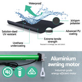 Instahut Retractable Folding Arm Awning Motorised Sunshade 5Mx3M Grey - Side View