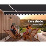 Instahut Retractable Folding Arm Awning Motorised Sunshade 5Mx3M Grey - Rear View
