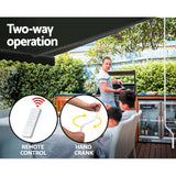 Instahut Retractable Folding Arm Awning Motorised Sunshade 5Mx3M Grey - Top-Down View