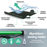 Instahut Retractable Folding Arm Awning Motorised Sunshade 5Mx3M Grey - Rear View