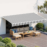 Instahut Retractable Folding Arm Awning Motorised Sunshade 5Mx3M Grey White - Close-Up Angle