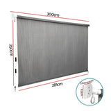 Instahut 3X2.5M HDPE Straight Drop Awning Outdoor Roller Blind Shade Screen Grey - Front View