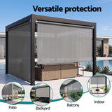 Instahut 3X2.5M HDPE Straight Drop Awning Outdoor Roller Blind Shade Screen Grey - Low Angle