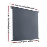 Instahut 1.5X2.5M Outdoor Blinds Awning Roll Down Canopy Retractable Outdoor Blinds Window Shade Gre