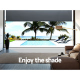 Instahut 1.5X2.5M Outdoor Blinds Awning Roll Down Canopy Retractable Outdoor Blinds Window Shade Grey - 45-Degree Angle
