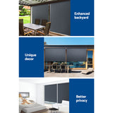 Instahut 1.5X2.5M Outdoor Blinds Awning Roll Down Canopy Retractable Outdoor Blinds Window Shade Grey - Rear View