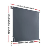 Instahut 1.8X2.5M Outdoor Blinds Awning Roll Down Canopy Retractable Outdoor Blinds Window Shade Gre