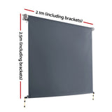 Instahut 2.1X2.5M Outdoor Blinds Awning Roll Down Canopy Retractable Outdoor Blinds Window Shade Grey - Front View