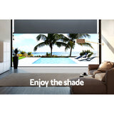 Instahut 2.1X2.5M Outdoor Blinds Awning Roll Down Canopy Retractable Outdoor Blinds Window Shade Grey - 45-Degree Angle
