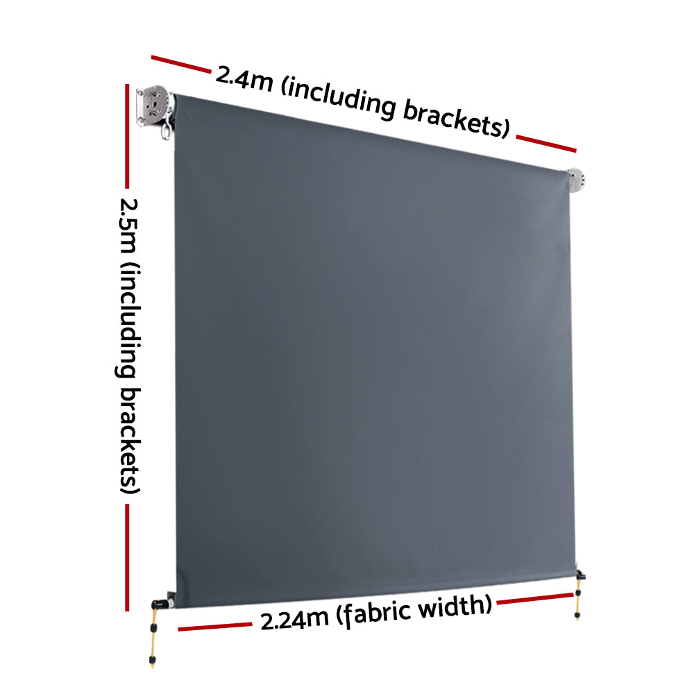 Instahut 2.4X2.5M Outdoor Blinds Awning Roll Down Canopy Retractable Outdoor Blinds Window Shade Gre