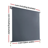 Instahut 2.4X2.5M Outdoor Blinds Awning Roll Down Canopy Retractable Outdoor Blinds Window Shade Grey - Front View