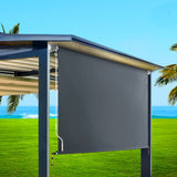 Instahut 2.4X2.5M Outdoor Blinds Awning Roll Down Canopy Retractable Outdoor Blinds Window Shade Grey - Low Angle