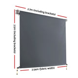 Instahut 2.7X2.5M Outdoor Blinds Awning Roll Down Canopy Retractable Outdoor Blinds Window Shade Grey - Front View