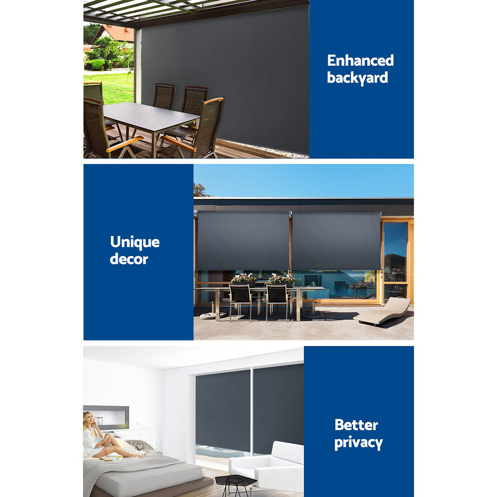 Instahut 2.7X2.5M Outdoor Blinds Awning Roll Down Canopy Retractable Outdoor Blinds Window Shade Gre