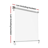 Instahut 1.2X2.4M Outdoor Blinds Clear Roll Down Awning Retractable Outdoor Blinds Water Wind Proof Transparent - Front View