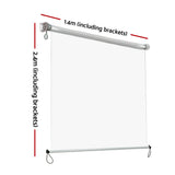 Instahut Outdoor Blinds Transparent Roll Down Awning Window Shade 1.4X2.4M - Front View