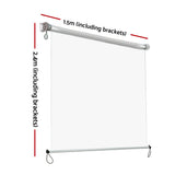 Instahut 1.5X2.4M Outdoor Blinds Clear Roll Down Awning Retractable Outdoor Blinds Water Wind Proof Transparent - Front View
