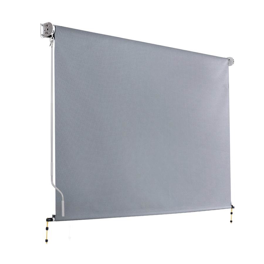 Instahut grey outdoor roll down blind, 3m x 2.5m retractable screen