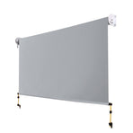 Instahut grey outdoor roll down blind, 3m x 2.5m retractable screen, aluminium frame and wall brackets