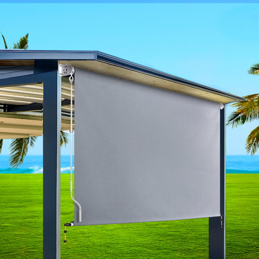 Instahut grey outdoor roll down blind, 3m x 2.5m retractable screen, image 8