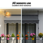 Instahut Window Fixed Pivot Arm Awning Outdoor Door Canopy 2X1.8M Grey