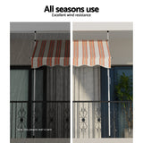 Instahut Window Fixed Pivot Arm Awning Outdoor Door Canopy 2X1.8M Beige/Brown - 45-Degree Angle