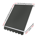 Instahut Window Fixed Pivot Arm Awning Outdoor Blinds Retractable Canopy1.5X2.1M - Front View