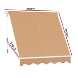 Instahut Window Fixed Pivot Arm Awning Outdoor Retractable Canopy 2.1X2.1M Beige - Front View