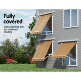 Instahut Window Fixed Pivot Arm Awning Outdoor Retractable Canopy 2.1X2.1M Beige - 45-Degree Angle