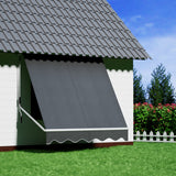 Instahut Retractable Fixed Pivot Arm Window Awning Outdoor Blinds 2.1X2.1M Grey - Close-Up Angle