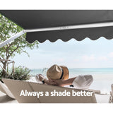 Instahut Window Fixed Pivot Arm Awning Outdoor Blinds Retractable Patio 2.4X2.1M - Side View