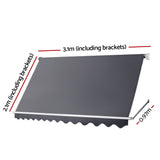 Instahut Window Fixed Pivot Arm Awning Outdoor Blinds Retractable Canopy3.1X2.1M - Front View