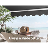 Instahut Window Fixed Pivot Arm Awning Outdoor Blinds Retractable Canopy3.1X2.1M - Top-Down View