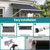 Instahut Pivot Arm Awning Motor Replacement Kit With Remote Control - Rear View
