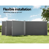 Instahut Side Awning Sun Shade Outdoor Retractable Privacy Screen 1.8X6M Grey - Top-Down View