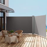 Instahut Side Awning Sun Shade Outdoor Retractable Privacy Screen 1.8X6M Grey - Close-Up Angle